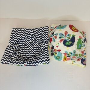 HAND CRAFTED Colorful Roosters Cotton Microwave Bowl Cozies Set of 2